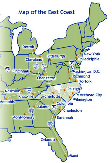 Map of the East Coast